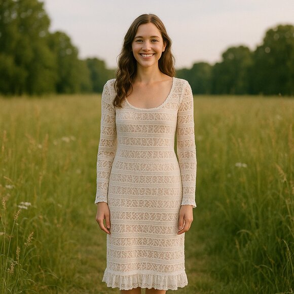 Likely Lidia White Cream Lace Long Sleeve Sheath Dress Size 14 NWT - Picture 1 of 11